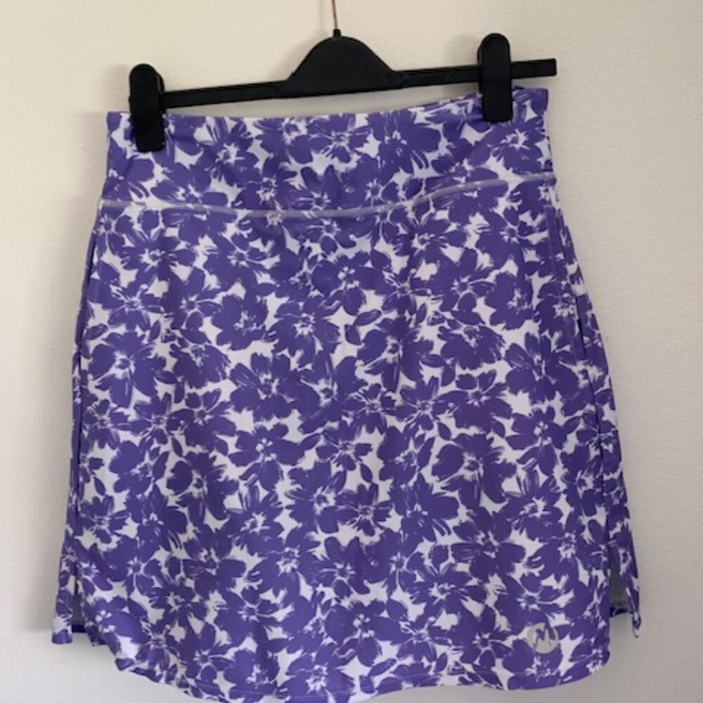 MOTEEPI White & Purple Floral Outdoor Active Skirt/Skort Sz M